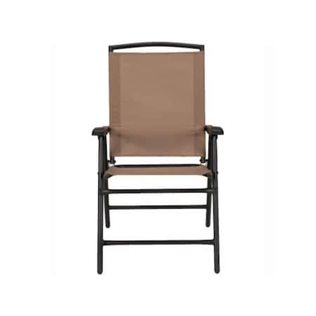 Woodard Sunny Isles Sling Fabric Steel Folding Chair, Mocha 270110